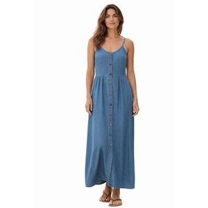 Patagonia Denim Blue Maxi Dress with Buttons